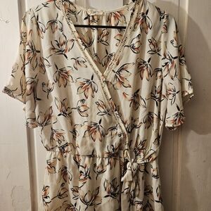 Sienna Sky Cream and Orange Patterned Blouse